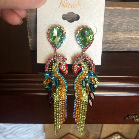 NEW Stunning Crystal Natasha Long Dangling Rhinestone Earrings - Picture 3 of 17
